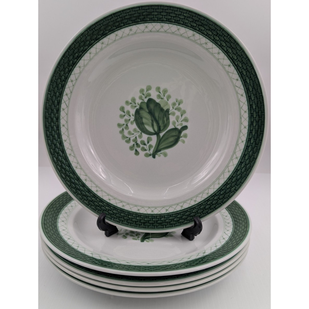 Royal Copenhagen Fajance Tranquebar Green Dinner Plates Set of 5 Denmark #948